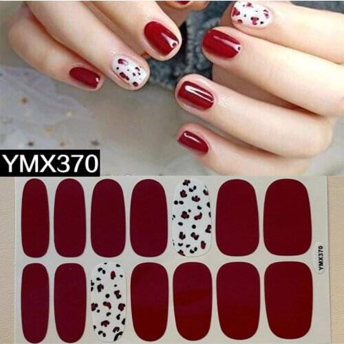 14Tips Red Color Nail Art Stickers Decals Adhesive Manicure Tools Full Cover Nail Wraps Nail Art Decorations