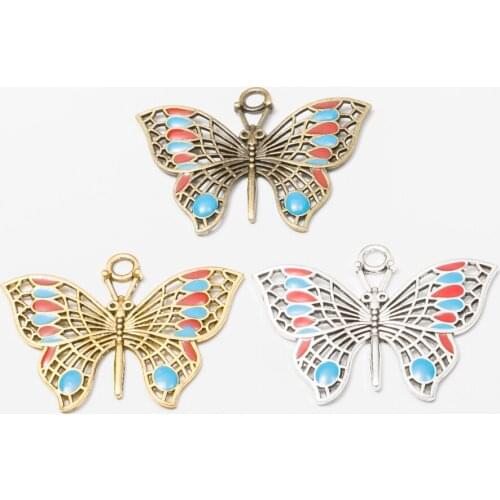 2pcs butterfly Vintage zinc alloy metal pendant charms for diy jewelry making 4608