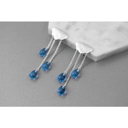 2021 Wholesale Cloud Tassel Rain Drop Earrings Female Temperament Personality Wild Exaggerated Long Atmospheric Ear Jewelry