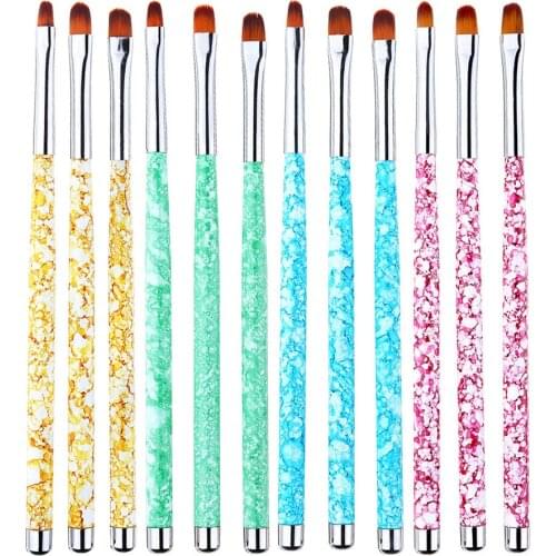 3pcs/set Nail Art Metal Handle Acrylic UV Gel Extension Builder Petal Flower Painting Drawing Brush Manicure Tools