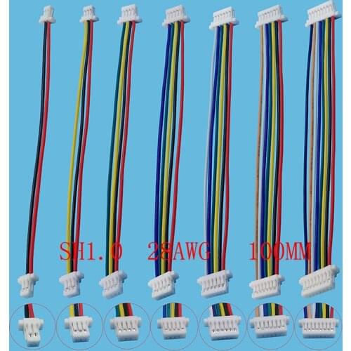 5Pcs JST SH1.0 Wire Cable Connector 2/3/4/5/6/7/8 Pin Pitch 1.0mm Female to Female Plug Socket Line Length 10cm 28AWG