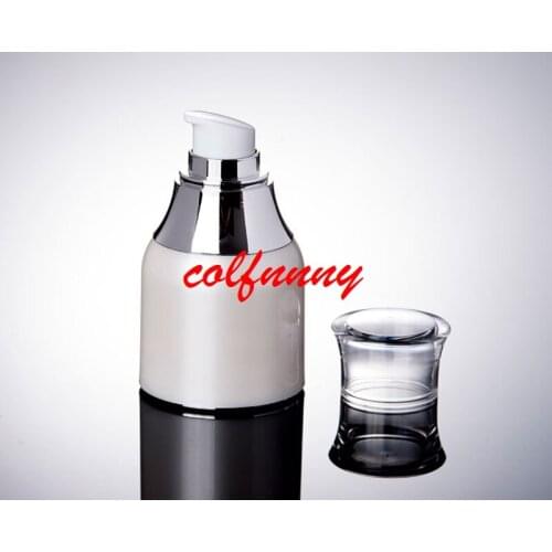 50pcs/lot 30ml 50ml pearl white airless bottle silver collar airless bottle for serum/lotion/emulsion/fundation packing