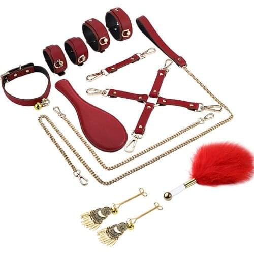 8 Pcs Toys Set For Adults Products BDSM Sex Bondage Set Handcuffs Nipple Clip Feathers Erotic Adult Game Sex Toys For Women