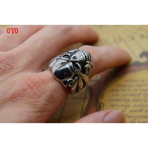 925 sterling silver skull mens ring