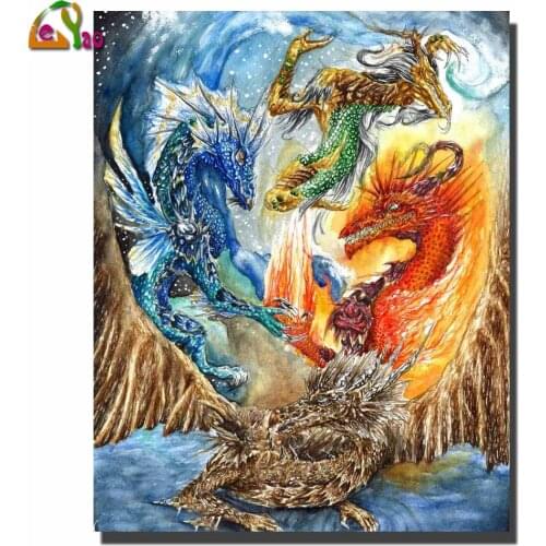5D Diy Diamond Painting Cross Stitch Kit Diamond Embroidery Cross Stitch Home Decor Cycle of the Elements Dragon art,Pet dragon