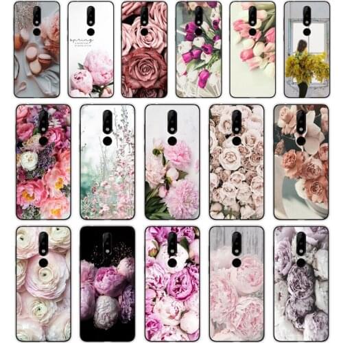 172SD Drawn Peony Delicate Flower Soft Silicone Tpu Cover phone Case for Nokia 2 2.1 2.3 3 3.1 4.2 5. 5.1 6 7.2 8 Plus Case