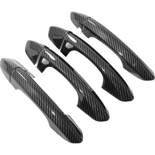 For Fusion Mondeo 2013-2020 Carbon Fiber Outside Exterior Outer Side Door Handle Protector Cover Trim with Smart Keyhole