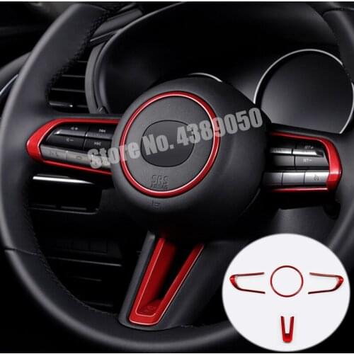 For Mazda CX-30 2019 2020 ABS Plastic Red Car Steering wheel Button frame Cover Trim Sticker Car styling accessories