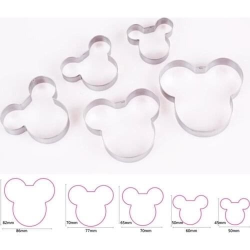 5pcs/Set Mickey Mousse Cake Molds Flowers Circle Stainless Steel Cookie Cutters Biscuit Fondant DIY Cake Kitchen Baking Tool