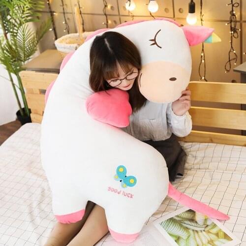 80~120cm Giant Unicorn Toy Stuffed Animal Boyfriend Pillows Gift for Lover Birthday Dinosaur Flamingo Message Pillow Bed Cushion