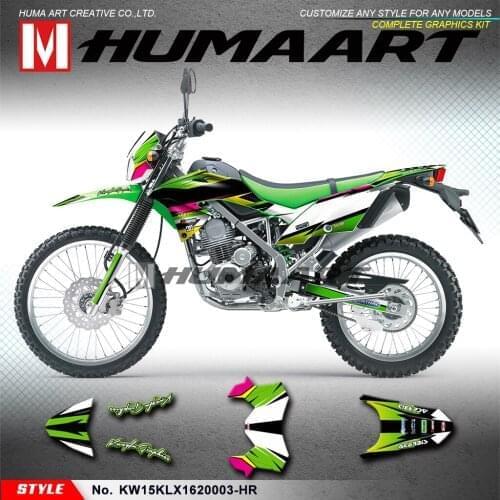 HUMAART Personalised Graphics Self Adhesives Stickers Wrap Kit for KLX150BF KLX 150 BF 2016 2017 2018 2019 2020, Green