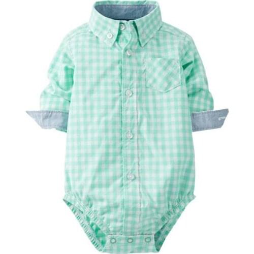 2021 New Infant Clothing Long-sleeved Shirt Little Triangle Romper Baby Girl Clothes Plaid Baby Boy Clothes New Born Baby