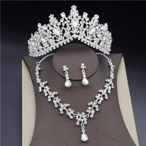 Baroque Crystal Jewelry Sets For Women Bridal Tiaras Crowns Earrings Necklaces Bride Jewelry Set Accessory Wedding Set Crowns