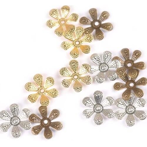 50Pcs 16mm Vintage Metal Crafts Filigree Flower Wraps Connectors Embellishments For Diy Handmade Scrapbooking Home Decor YK0741