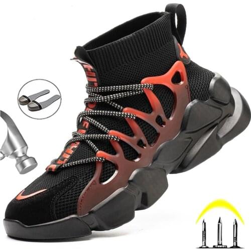 2021 New Safety Shoes Men Work Sneakers Indestructible Work Boots Men Steel Toe Shoes Lightweight Men Boots Winter Shoes Male