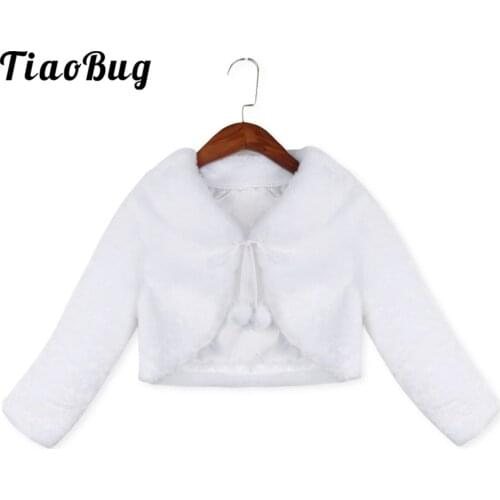 Girls Faux Fur Cape Cloak Winter Flower girl dresss Coat Princess Wedding Shawl and Cape for Girls Tippet Bolero Kids Jacket