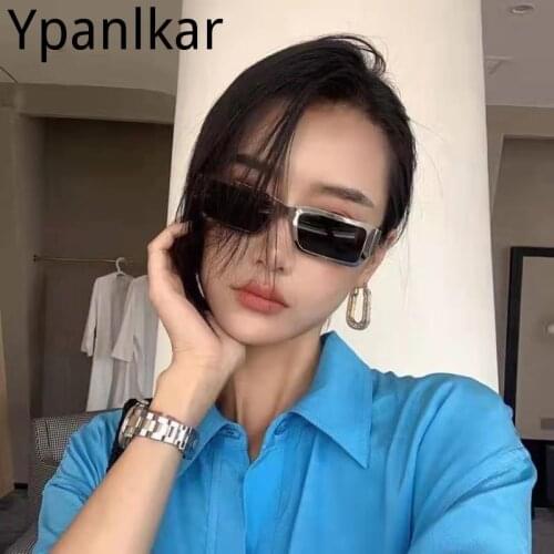 2021 New Women Square Frame Sunglasses Fashion Personality Stainless Steel Metal Sunglasses