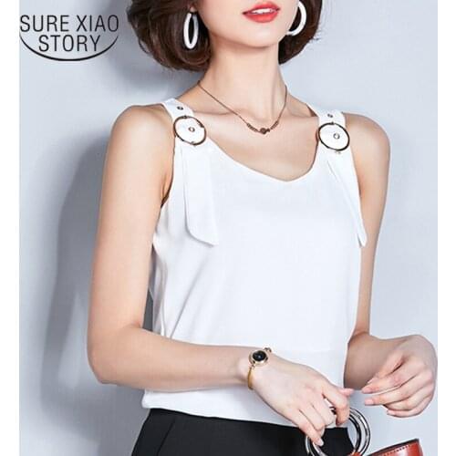 New Sexy Korean Large Size Blusas Mujer De Moda 2021 Backless Underwear Women Blouses Loose-Fit Chiffon Ladies Tops 8616 50