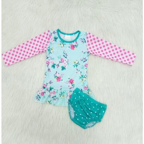 Wholesale hot selling girl long sleeve swim suit flower pattern 2 pcs