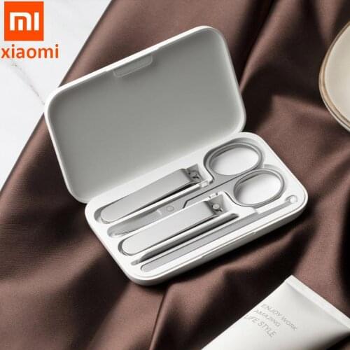 Original XIAOMI MIJIA Nail Clippers Set 5Pcs Stainless Manicure Pedicure Nail Clipper Cutter Nail File Ear Pick with Storage Box