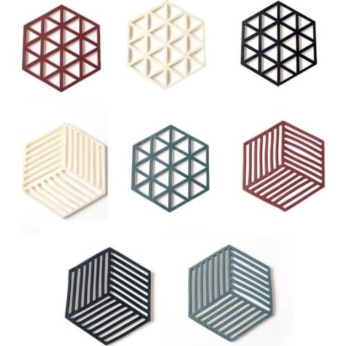 Silicone Material Tableware Insulation Mats Coaster Cup Hexagon Mats Pad Heat-Insulated Bowl Placemat Home Decor Desktop
