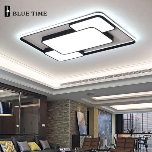 Modern Led Chandelier for Living room Dining room Kitchen Bedroom Lamps Square Metal Chandelier Lighting Black&White Luminaires