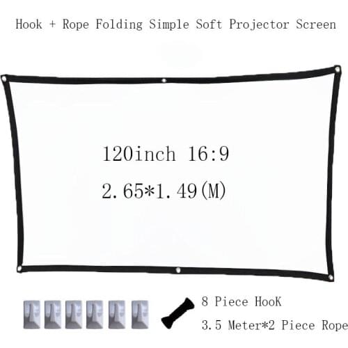 Thinyou 120 inch 16:9 Simple Soft Portable Projector Screen Wall Mounted Foldable Outdoor type support LED Projector Home theate