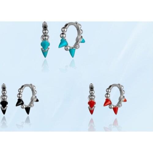 New Gothic Fashion Cool Vintage Hoop Earrings For Women Men Unusual Zircon Rivet Sharp Piercing Earring Punk Jewelry Accessories