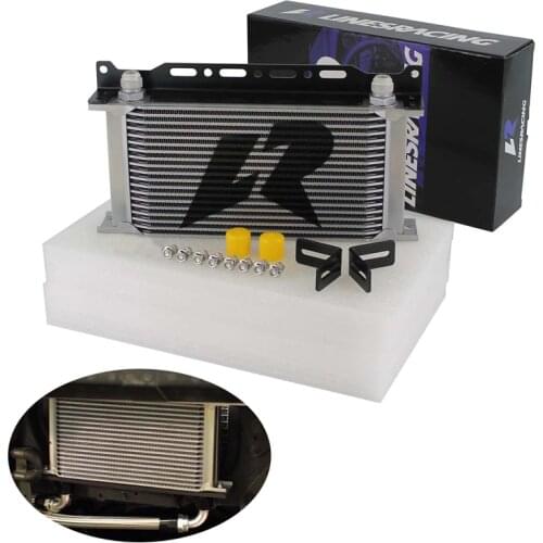 LINESRACING UNIVERSAL 19ROW AN-10AN Engine Racing OIL COOLER Black/Silver+Mounting Bracket Kit