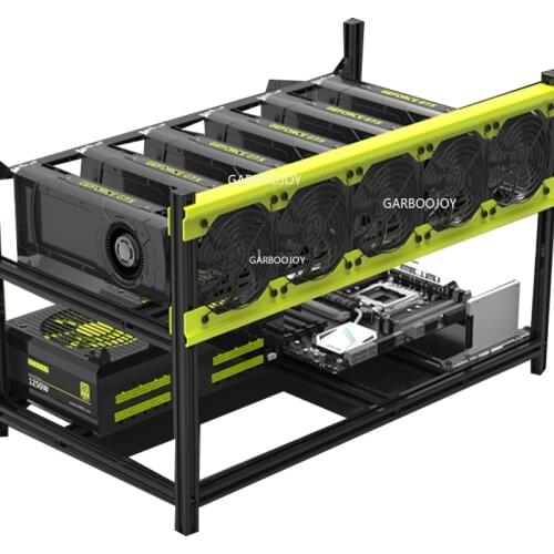 Veddha V3D 6GPU Mining Case Aluminum Stackable Mining Preassemble Rig Open Air Frame Holder Case with Fan Mount for ETH ETC BTC