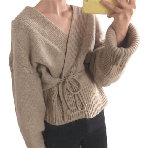 Spring Cardigan Jacket Women Knit Waist Tie Knitted Coat Female Loose Wild Korean Autumn Knit Cardigans NS2467