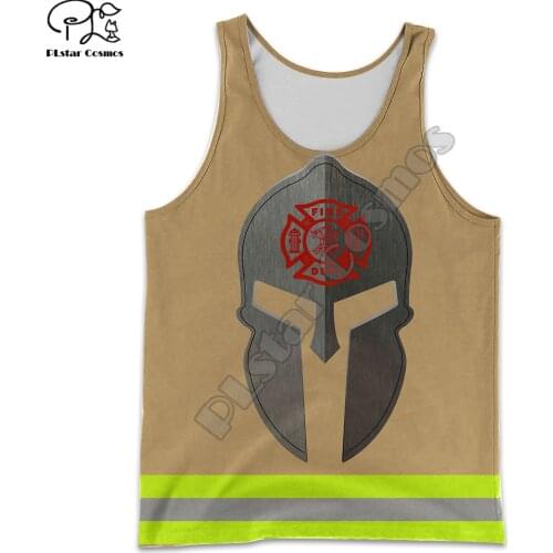 PLstar Cosmos Amazing Cool Firefighter Fireman Summer Tank Top Fashion For Men And Women Casual 3D Print Colorful Beach Vest Q49