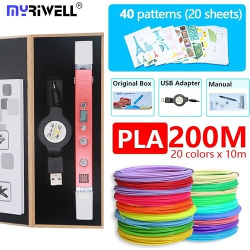 High grade myriwell 3d pen RP100C metal shell 3 d pen PCL ABS PLA 3 modes,USB power ,safe 3D printing pen,the best gift