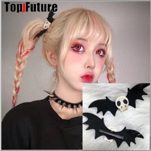 Gothic Lolita Halloween Skull Bat Blavk Wings Hairpin Cosplay Girl Hair Accessories Hair Clip Headdress hair loop hair Barrettes