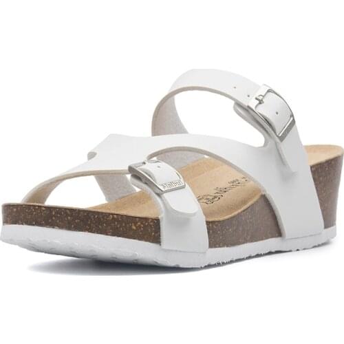 2020 New Summer Women Mixed Color Beach Slides Buckle Cork Slipper Platforms Sandals Cut-outs Shoes fashion Casual Slippers red