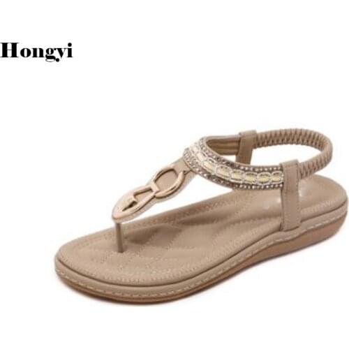 2018 European Designer Beading Sandals Women Espadrilles Flat Slippers Plaid Design Beach Sandals Gladiator Shoes Woman