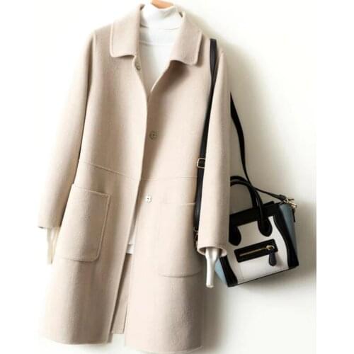 100% Wool Coat Woman 2019 Autumn Winter Ladies Double-sided Cashmere Coat Korean Slim Long Woolen Jacket Female Casaco Feminino