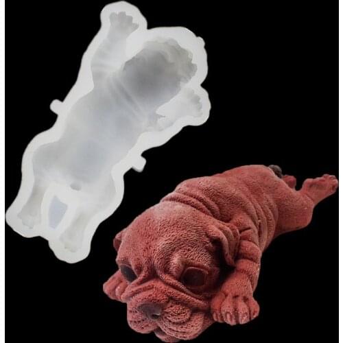 2018 Hot 1pc Shar Pei 14*7.5*4.5cm Shar Pei Dog Shape Soap Mold Silicone Chocolate Mould Mousse Cake Making DIY Candle Mold