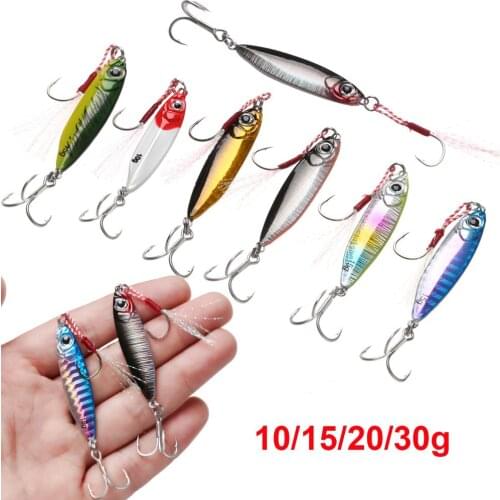 10/15/20/30g jig Shone Hard Bait Fishing Feather Metal jigger Lure Accessories Colorful Crankbait Jigging Minnow Sinking