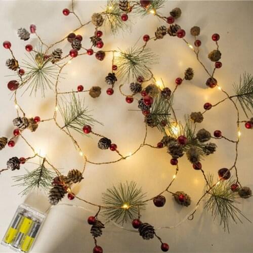 2M 20LED Copper Wire String Light Pine Cone Needles Fairy Light DIY Garland Lamp Home Party Decoration