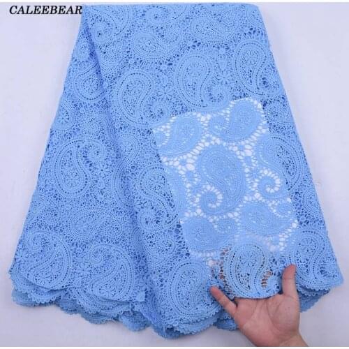 2021 Sky Blue French Guipure Cord Lace High Quality Nigerian African Cord Lace Fabric Water Soluble For Party Material S2146