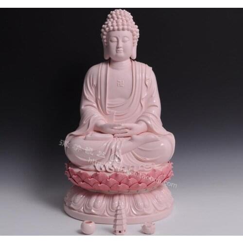 24 inches full lotus Buddha pink Sambo Sam West Amitabha Buddha ceramics