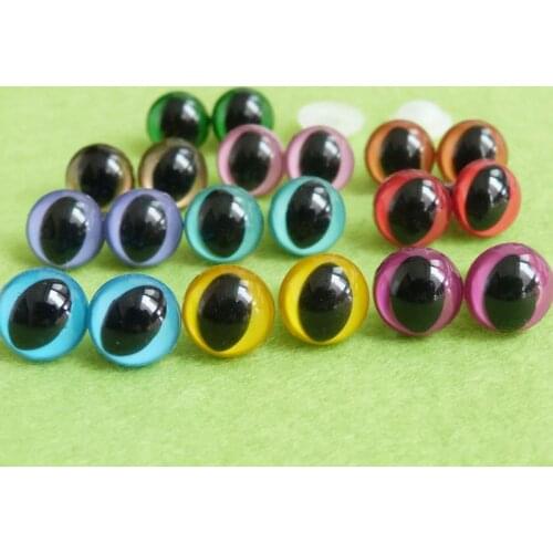 40pcs/lot new arrvial 12mm toy cat eyes plastic safety eyes with white washer for diy doll accessories---10 colors option