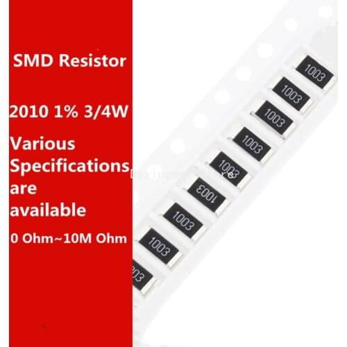 50pcs 2010 5025 1% Resistor 0R - 10M 0 10 100 220 470 Ohm 0R 10R 100R 220R 470R 1K 2.2K 4.7K 10K 100K 1M 10M 3/W SMD Resistance