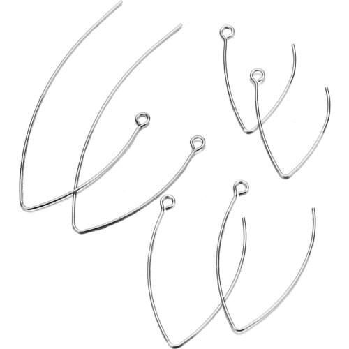 50pcs/lots Stainless Steel French V-shaped Earring Hooks Findings Ear Hook Wire Settings Base Settings For Jewelry Making DIY