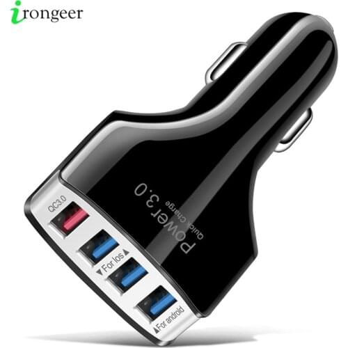 Car Charger Quick Charge 3.0 Phone Charger Car Fast Charging 4 Ports USB Car Portable Chargers for iPhone 11 Pro Cables QC 3.0