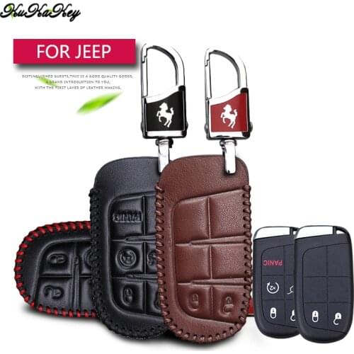 Genuine Leather Car Key Case Cover For Dodge Charger Nitro Ram 1500 Journey Caliber Challenger Key Chain Holder Car Accessories