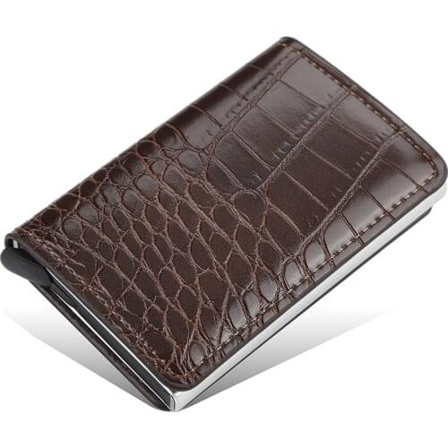 Alligator Card Holder Men Business Automatic RFID Cardholder Fashion ID Holders Aluminium Creditcard Protectors Case for Ban