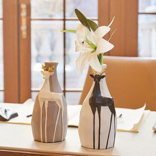 Home Living Room Decoration Simplicity Ceramics Tabletop Flower Vase Homes Decor Simulation Flowers And plants Flower Vases