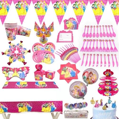 Disney Princess Ariel Birthday Party Decorations Kids Girl Party Supplies Disposable Tableware Tablecloth Banner Cups Set favors